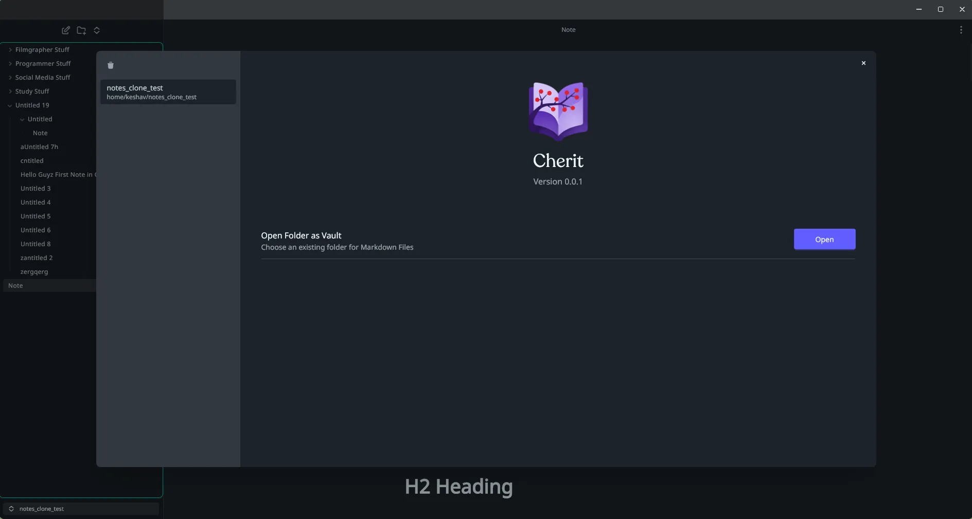 Screenshot of main UI